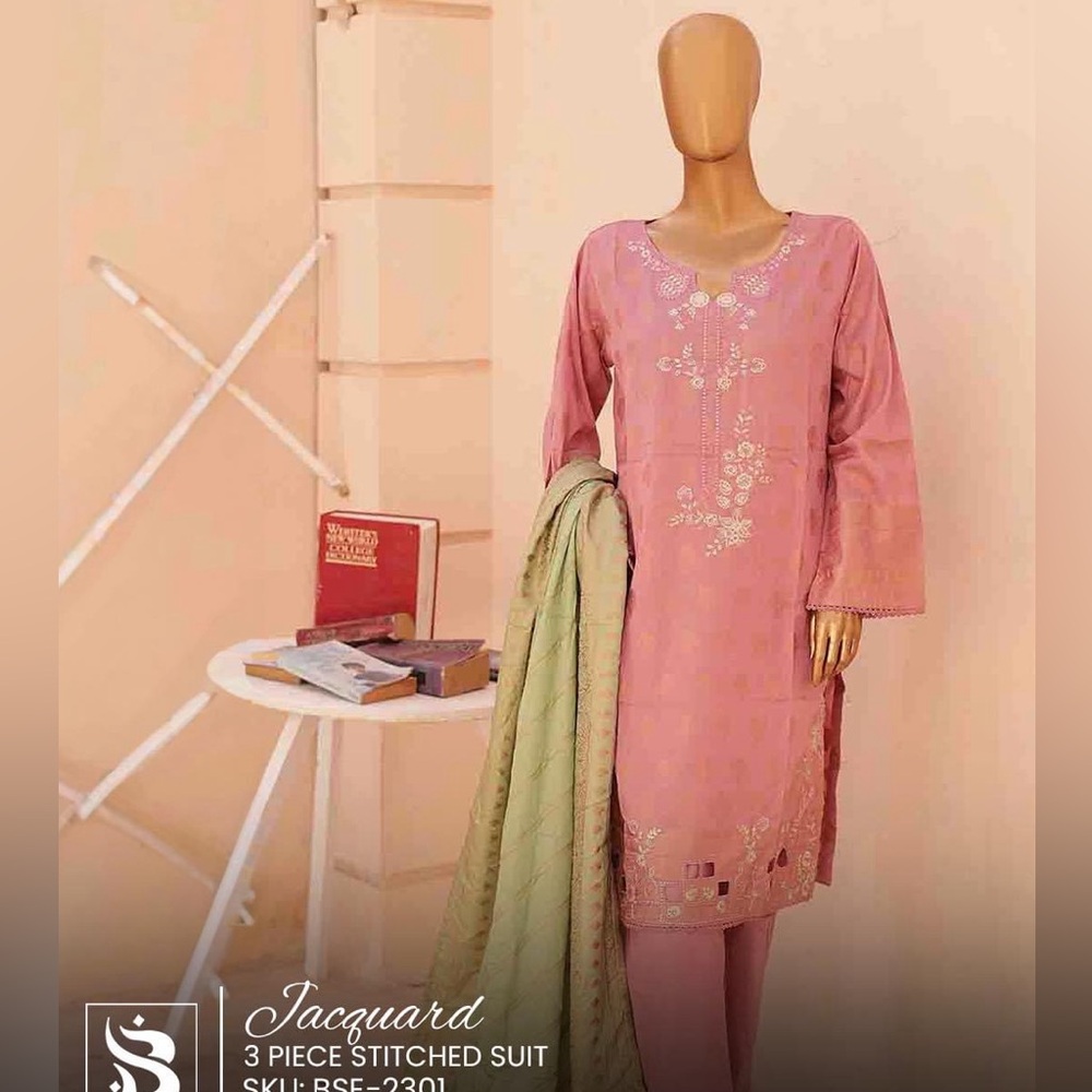 3pc   Ready to wear Pakistani brand jacquard lawn  embroidered suit Binsaeed